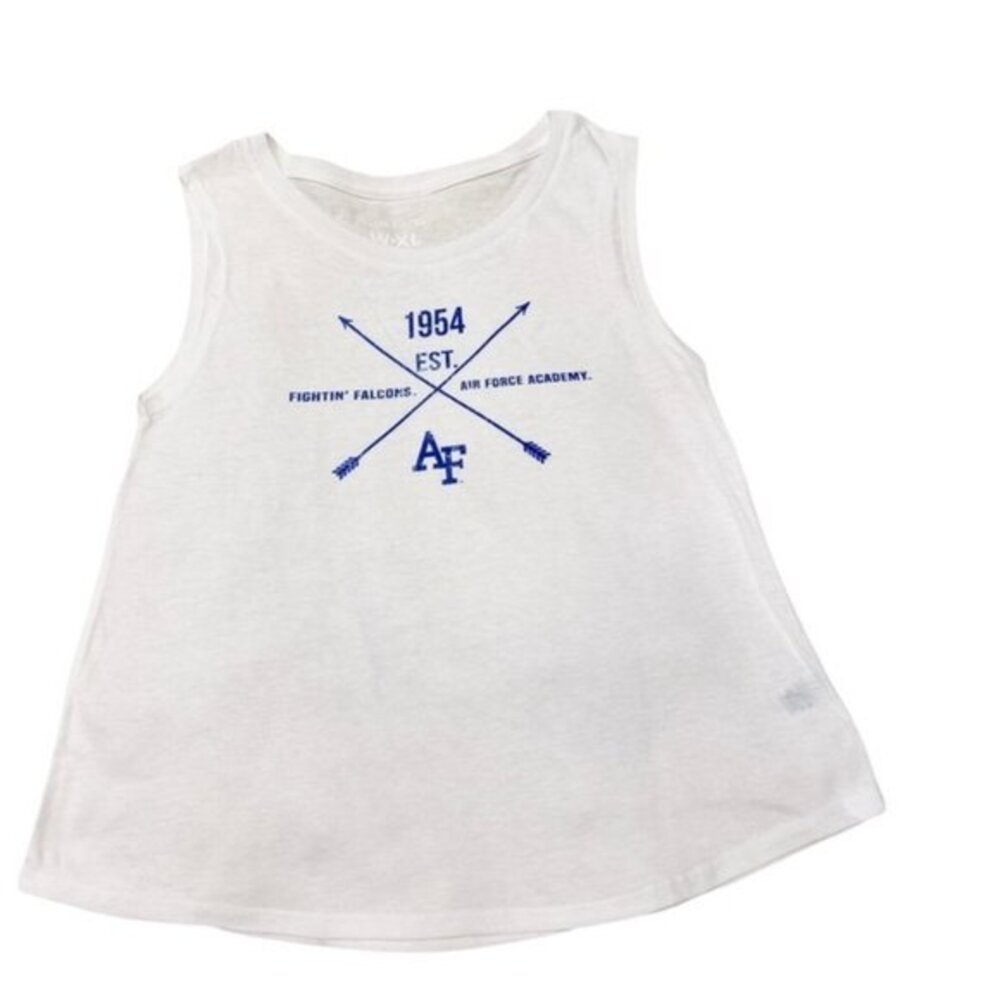 Alma Mater Muscle Tank Top in White 1954 Fightin’ Falcons Air Force Academy. XL